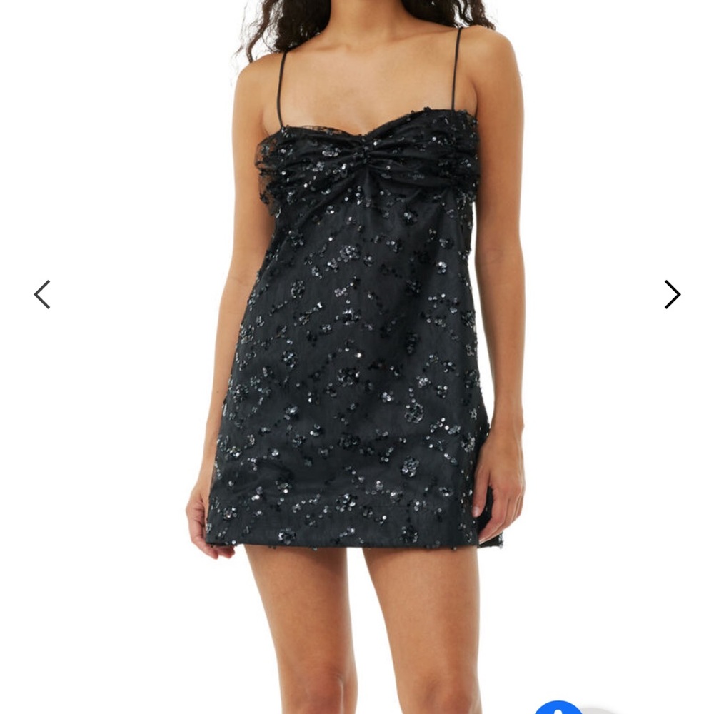 Ganni black sequin mini dress size 0